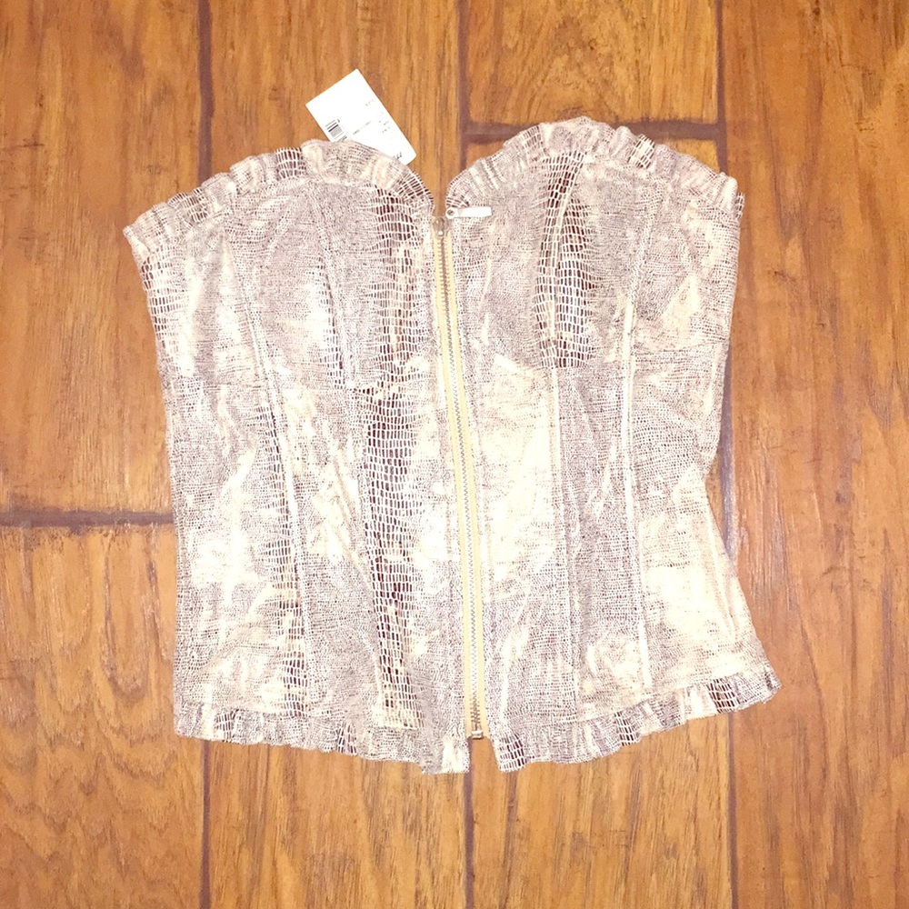Carmin Los Angeles Snakeskin Print Corset Tube Top